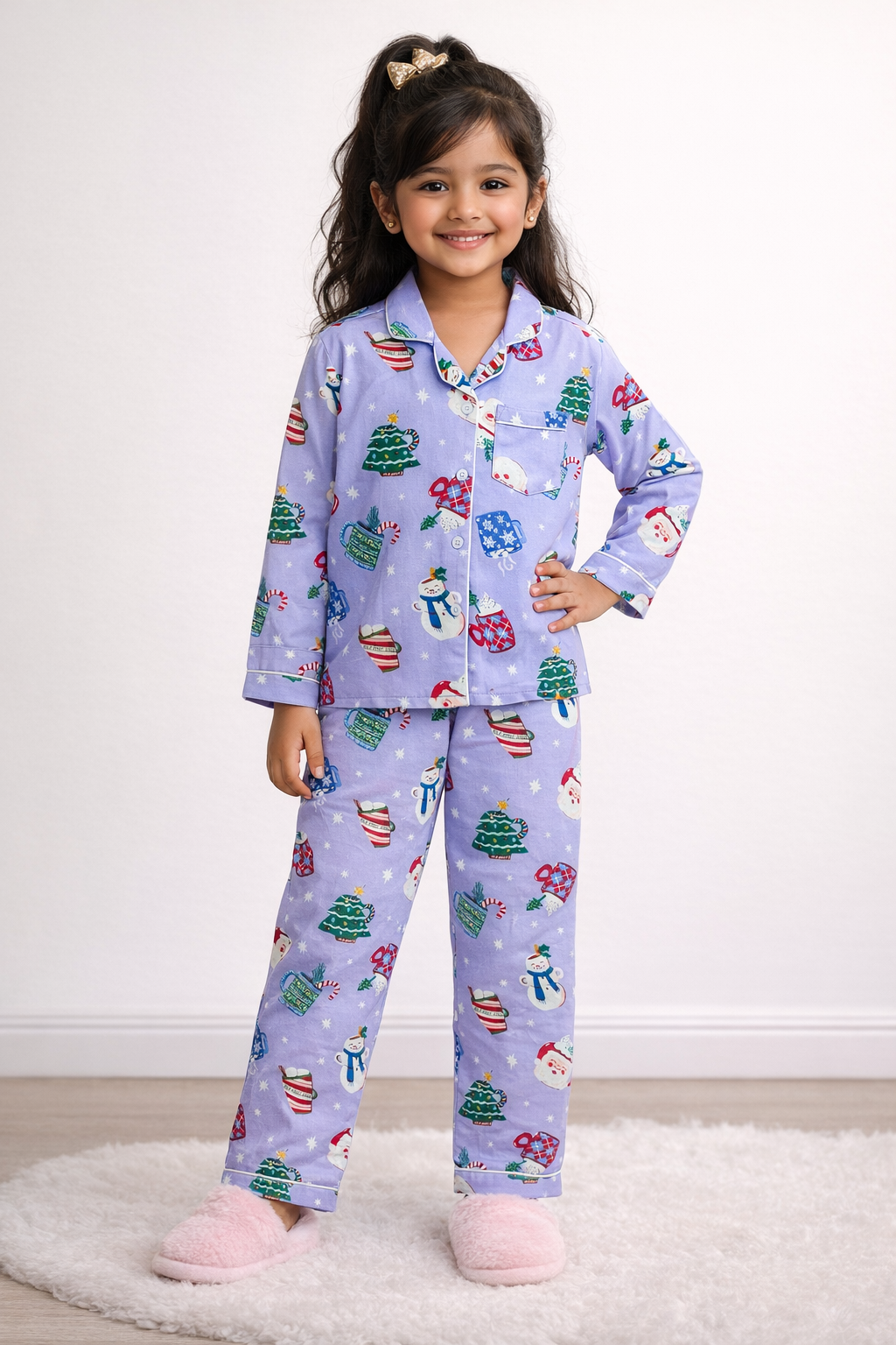 Winter Whispers Cotton Flannel Long Sleeve Kids Night Suit