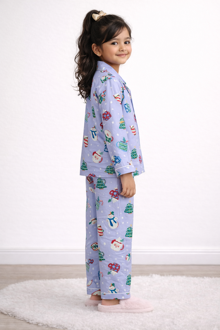 Winter Whispers Cotton Flannel Long Sleeve Kids Night Suit