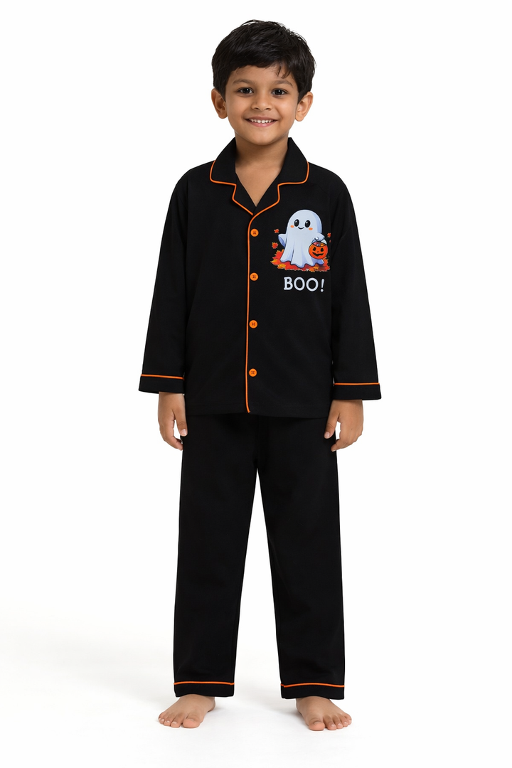 Cute Boo Glow in the Dark  Print Long Sleeve Kids Night Suit