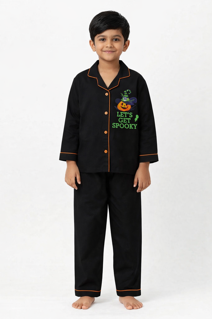 Spooky Glow in the Dark Print Long Sleeve Kids Night Suit