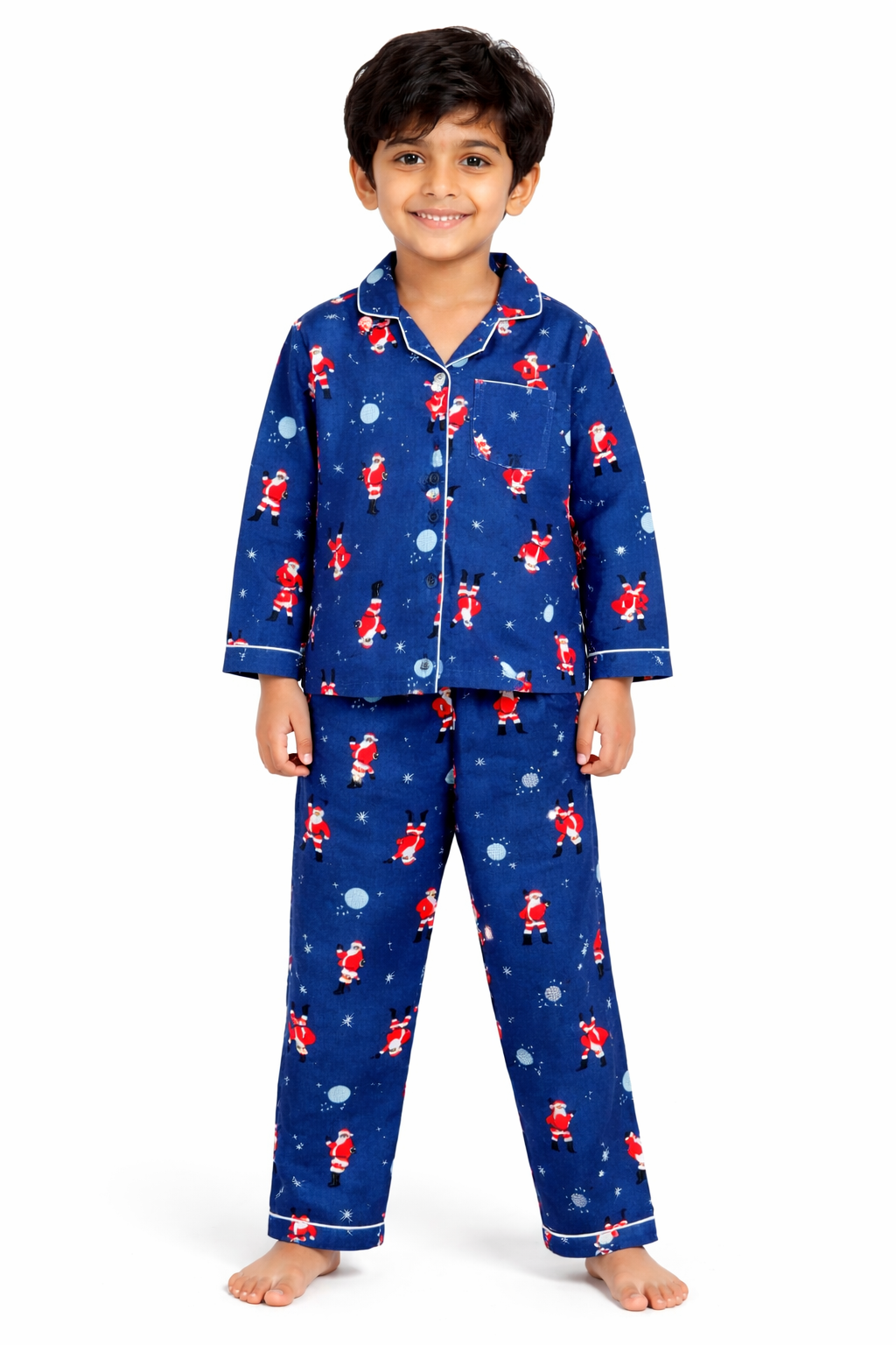 Santa Snuggle Cotton Flannel Long Sleeve Kids Night Suit