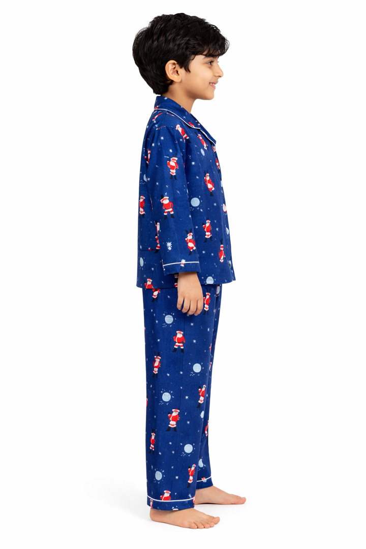 Santa Snuggle Cotton Flannel Long Sleeve Kids Night Suit