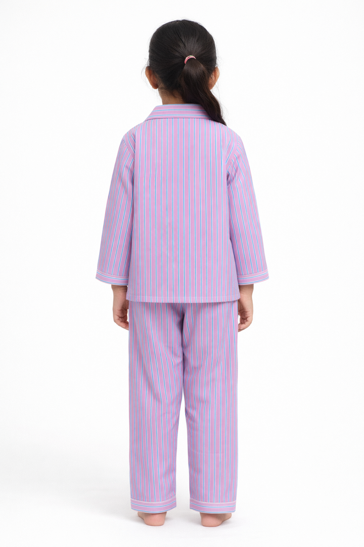Stripes Print Long Sleeve Kids Night Suit