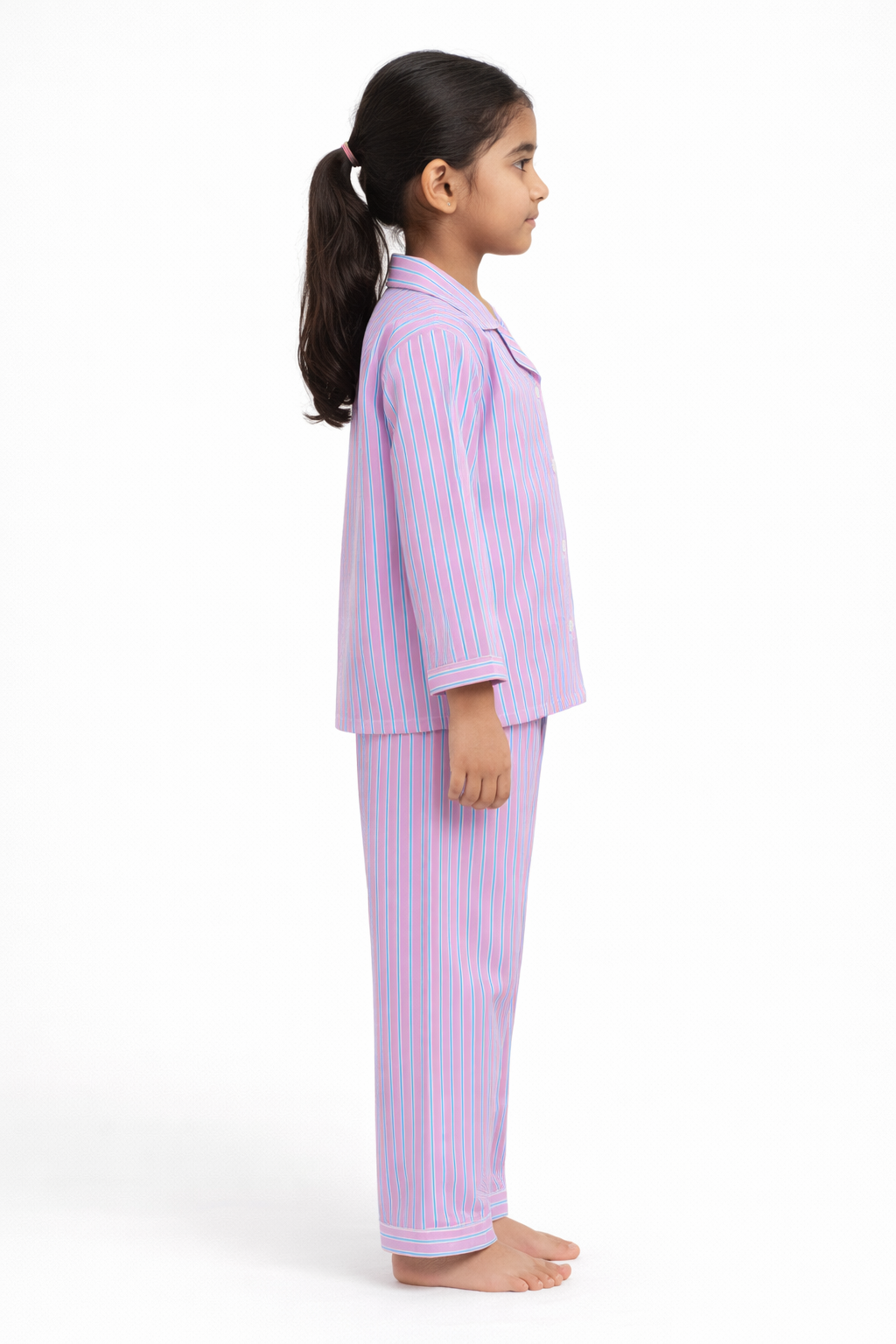 Stripes Print Long Sleeve Kids Night Suit