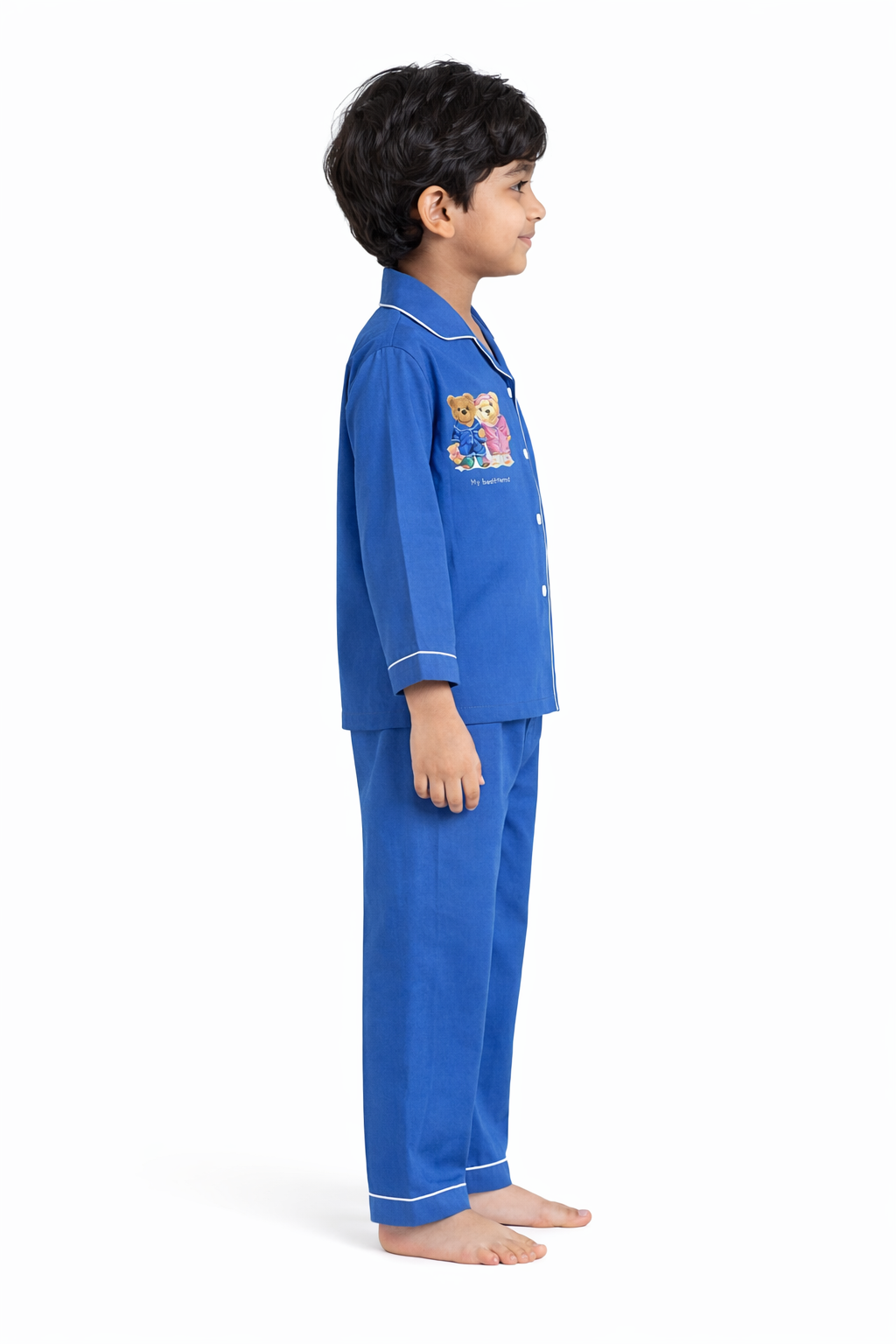Its Bedtime Teddy Bright Blue Long Sleeve Kids Night Suit