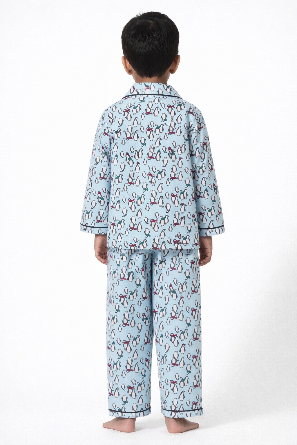 Frosty Penguin Cotton Flannel Long Sleeve Kids Night Suit