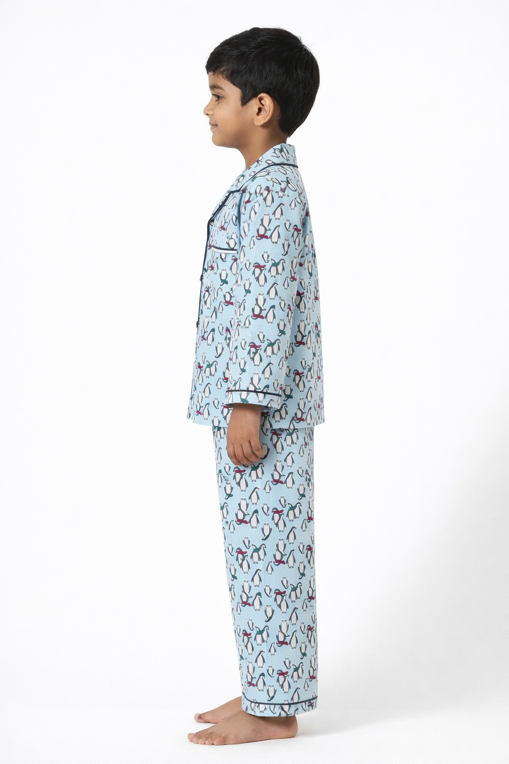 Frosty Penguin Cotton Flannel Long Sleeve Kids Night Suit