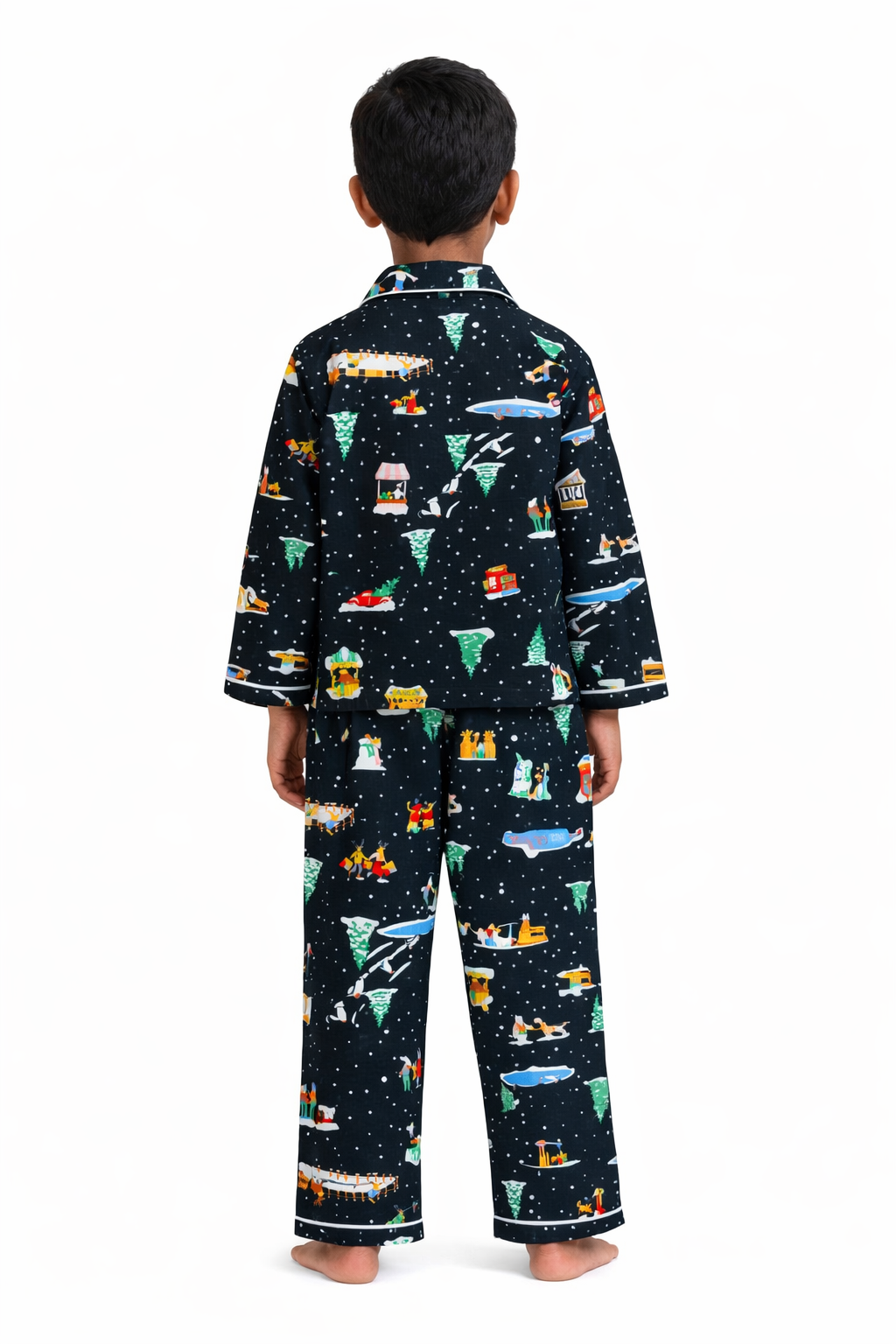 Frosty Fun Cotton Flannel Long Sleeve Kids Night Suit