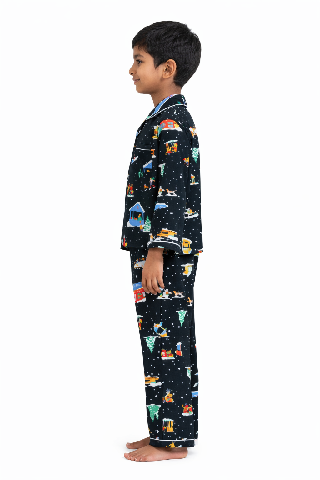 Frosty Fun Cotton Flannel Long Sleeve Kids Night Suit