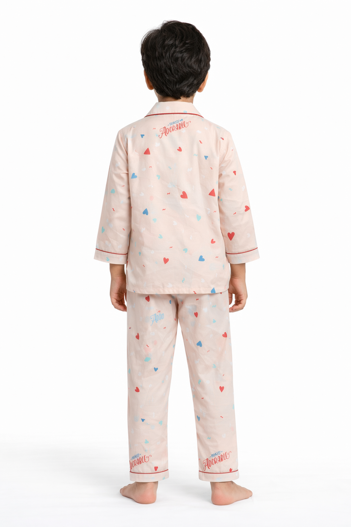 Totally Adorable Print Long Sleeve Kids Night Suit
