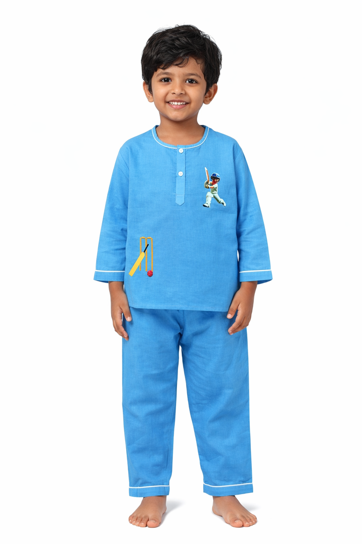 Wicket & Snooze Print Round Neck Long Sleeve Kids Night Suit