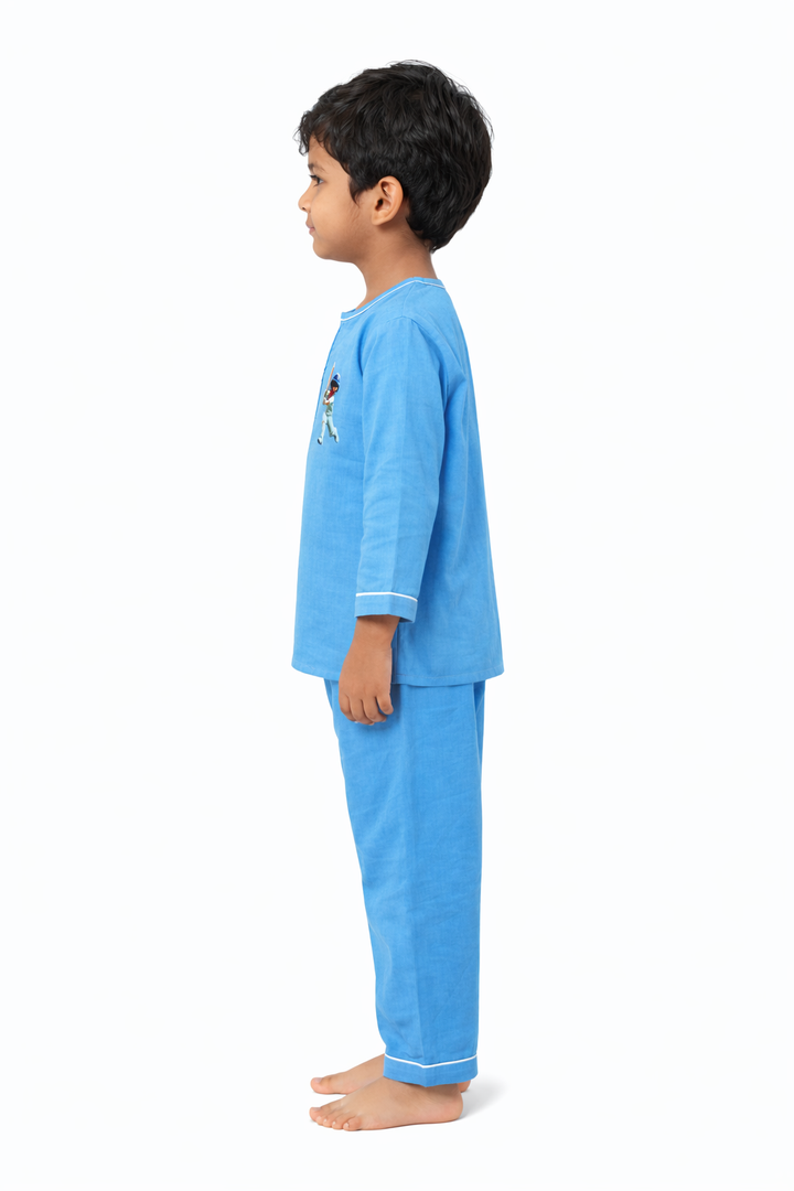 Wicket & Snooze Print Round Neck Long Sleeve Kids Night Suit