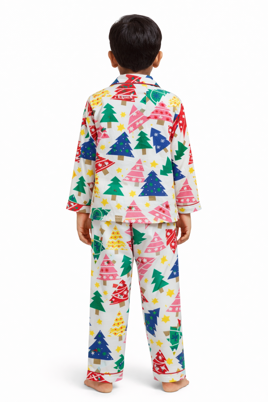 Christmas Pine Crew Cotton Flannel Long Sleeve Kids Night Suit