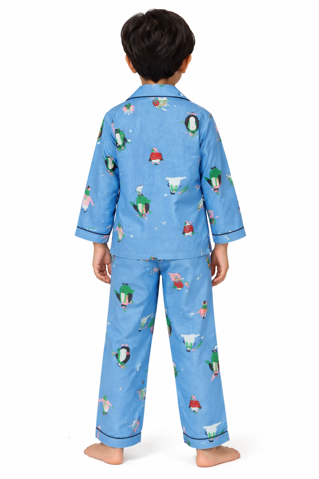 Frosty Penguin Dreams Cotton Flannel Long Sleeve Kids Night Suit