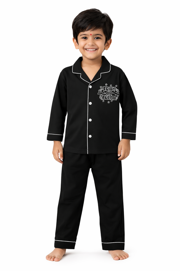 Trick or Treat Glow in the Dark Print Long Sleeve Kids Night Suit