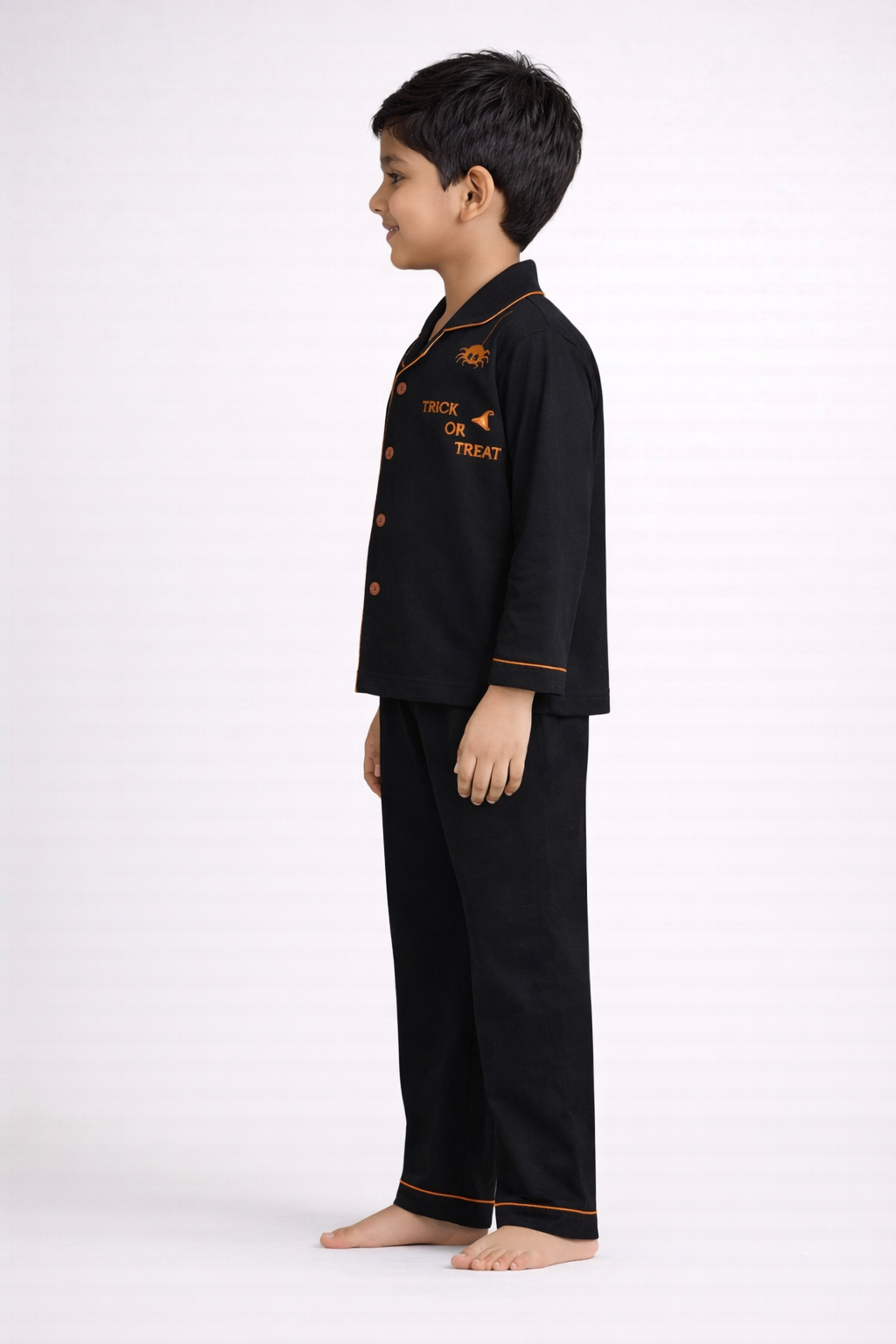 Halloween Trick or Treat Glow in the Dark Print Long Sleeve Kids Night Suit