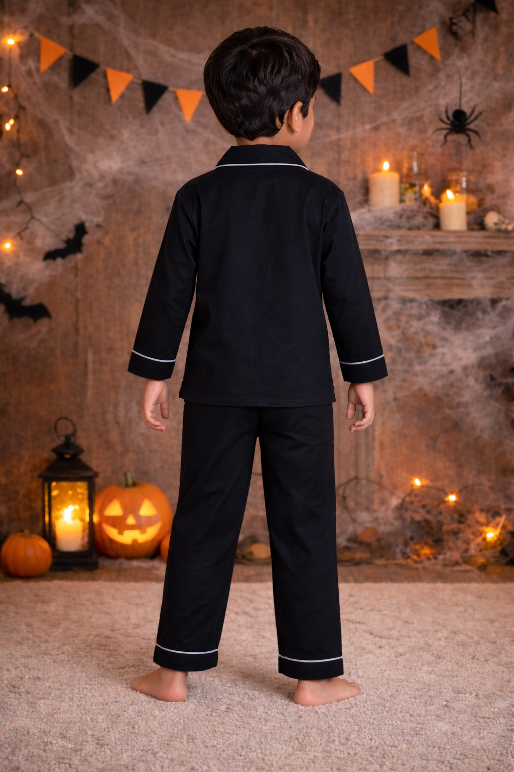 Happy Halloween Glow in the Dark Print Long Sleeve Kids Night Suit