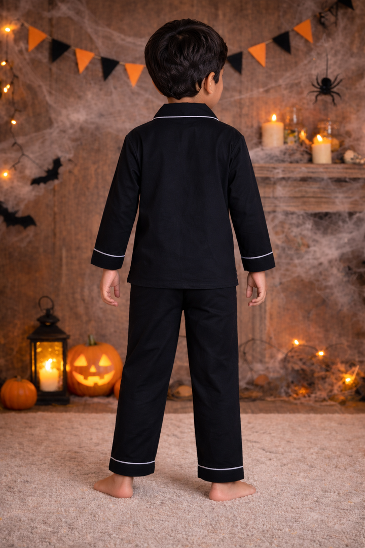 Happy Halloween Glow in the Dark Print Long Sleeve Kids Night Suit