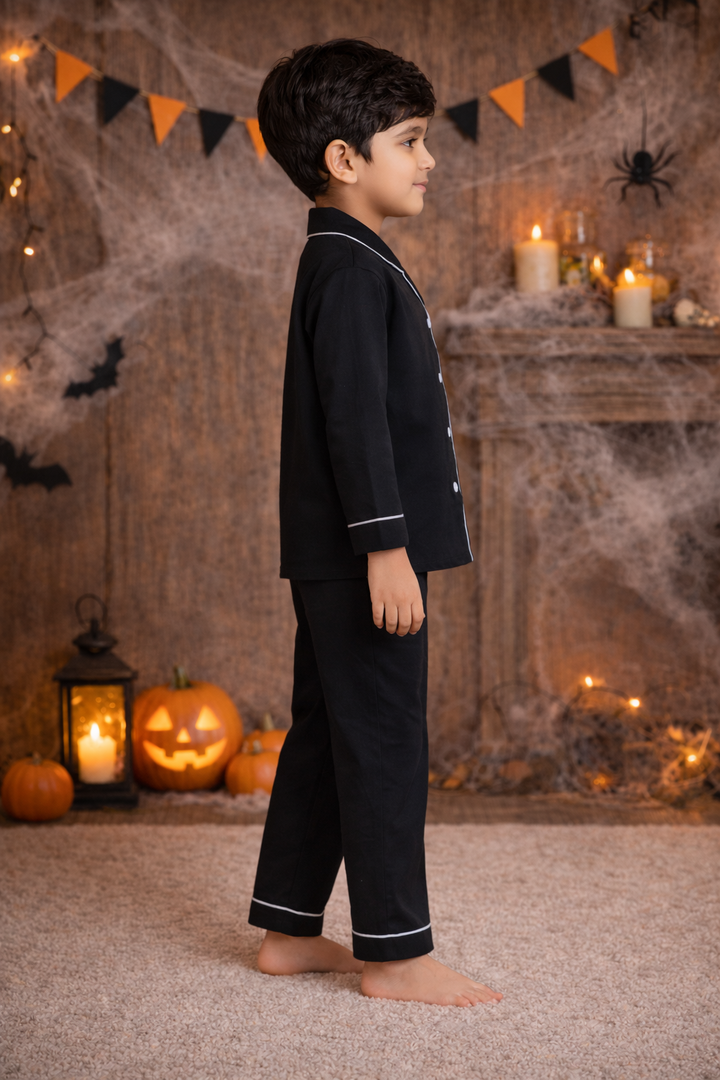 Happy Halloween Glow in the Dark Print Long Sleeve Kids Night Suit