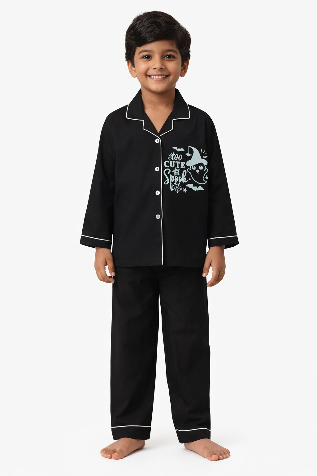 Too Cute to Spook Glow in the Dark  Print Long Sleeve Kids Night Suit