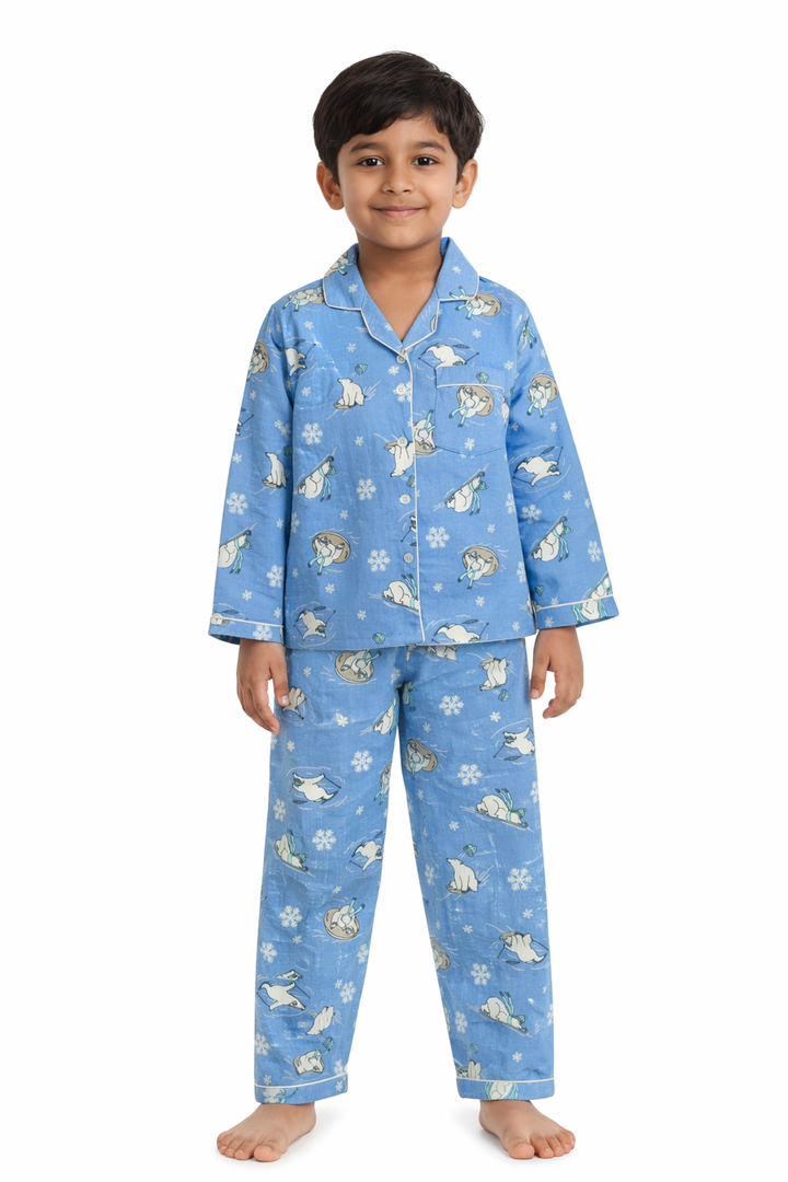Polar Peekaboo Cotton Flannel Long Sleeve Kids Night Suit