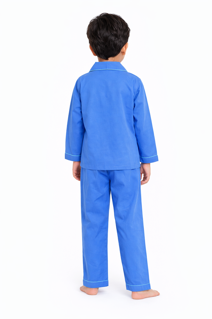 Blue Aeroplane Glow In The Dark Print Long Sleeve Kids Night Suit