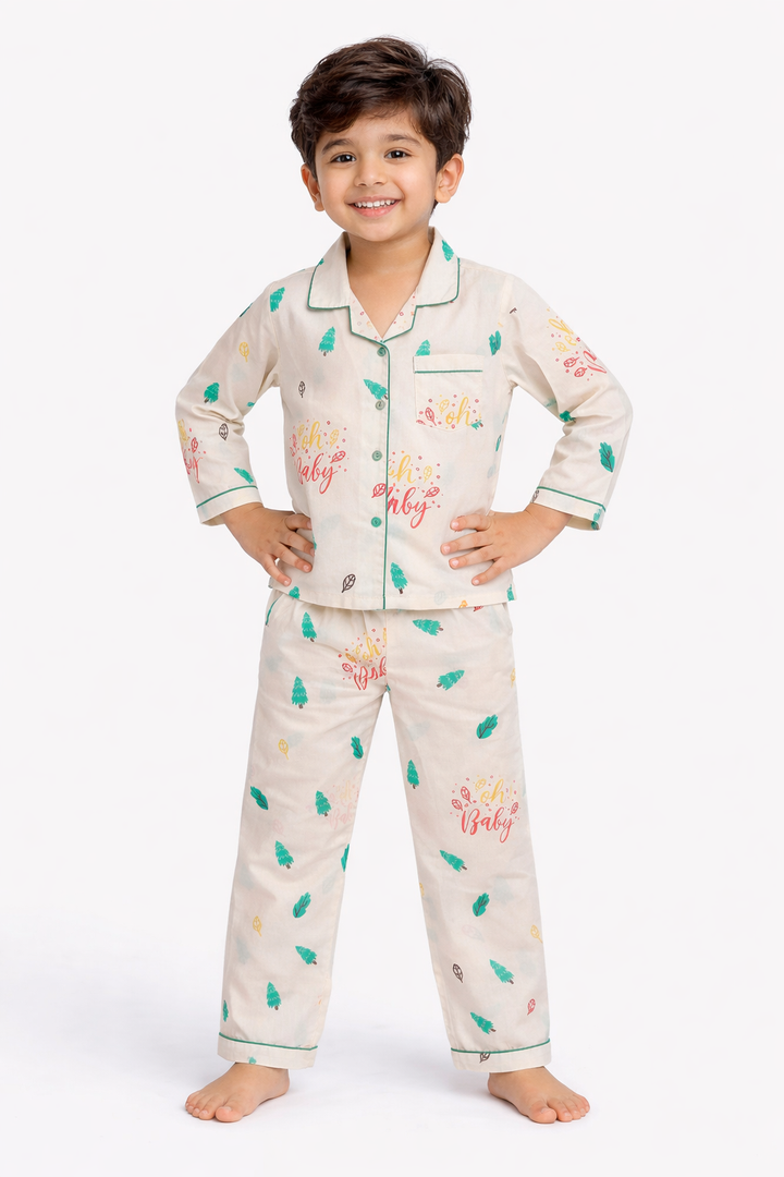 Oh Baby Print Long Sleeve Kids Night Suit