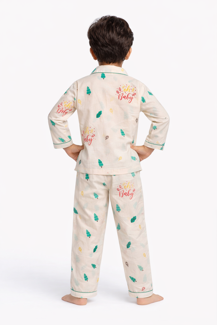 Oh Baby Print Long Sleeve Kids Night Suit