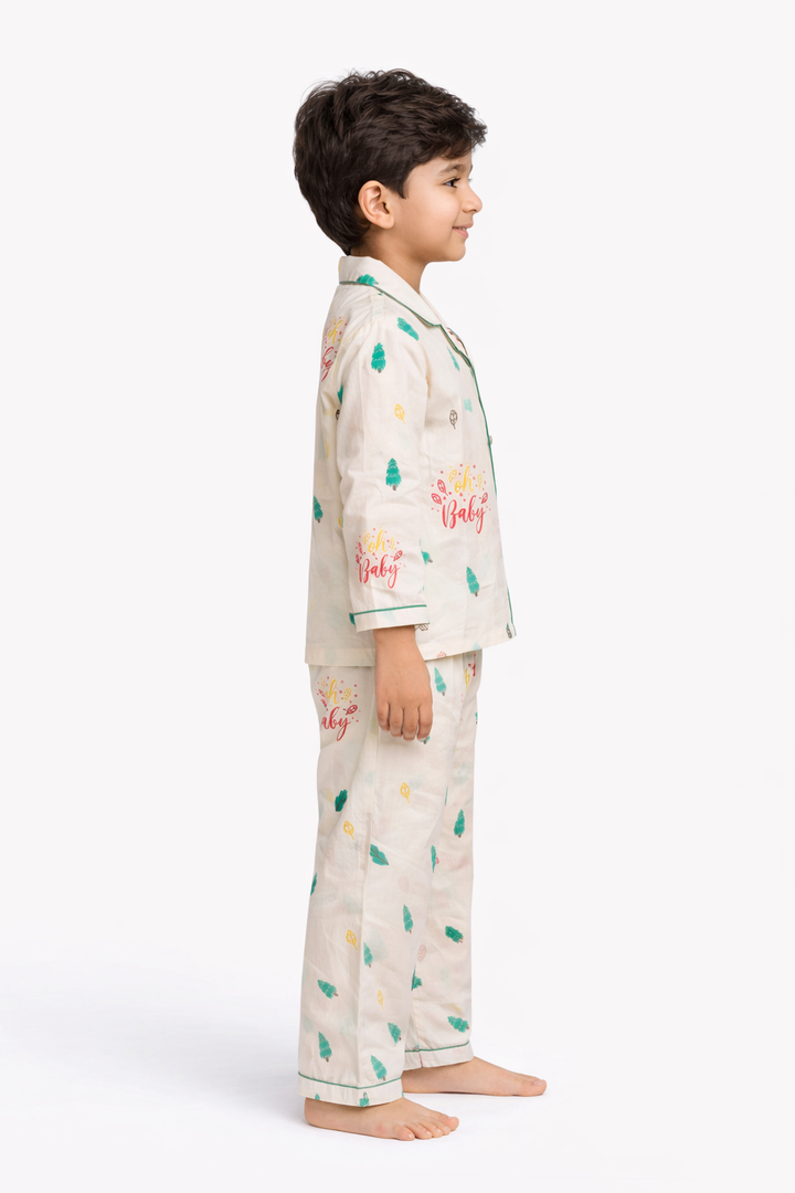 Oh Baby Print Long Sleeve Kids Night Suit