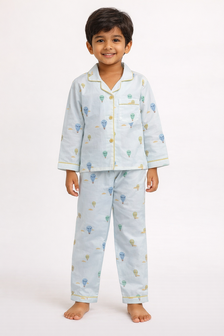 Up & Away Print Long Sleeve Kids Night Suit