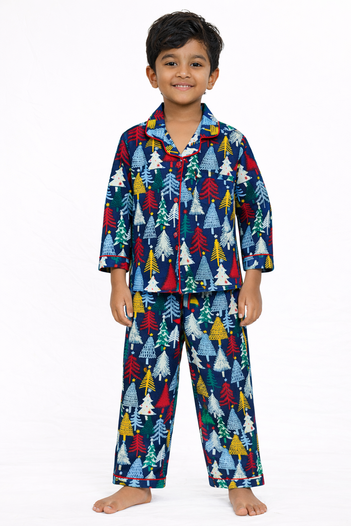 Merry Tree Magic Cotton Flannel Long Sleeve Kids Night Suit