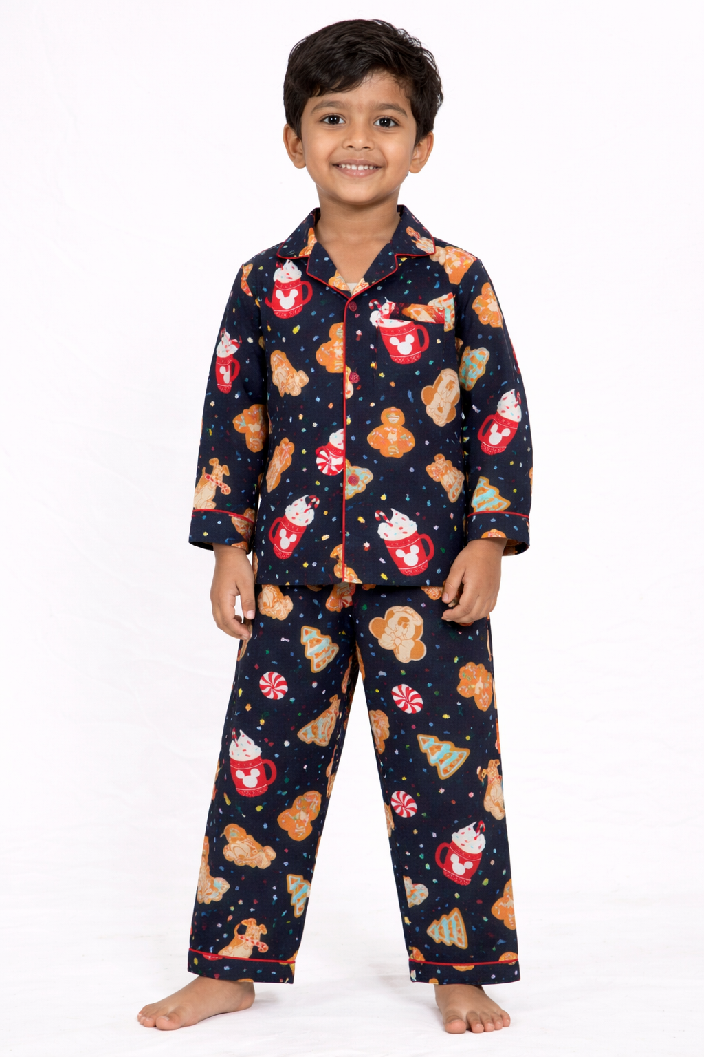 Gingerbread Dreams Cotton Flannel Long Sleeve Kids Night Suit