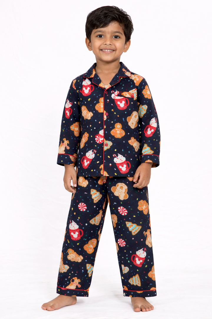 Gingerbread Dreams Cotton Flannel Long Sleeve Kids Night Suit