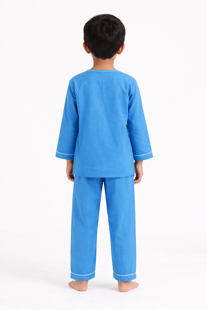 Animal Kingdom Print Round Neck Long Sleeve Kids Night Suit