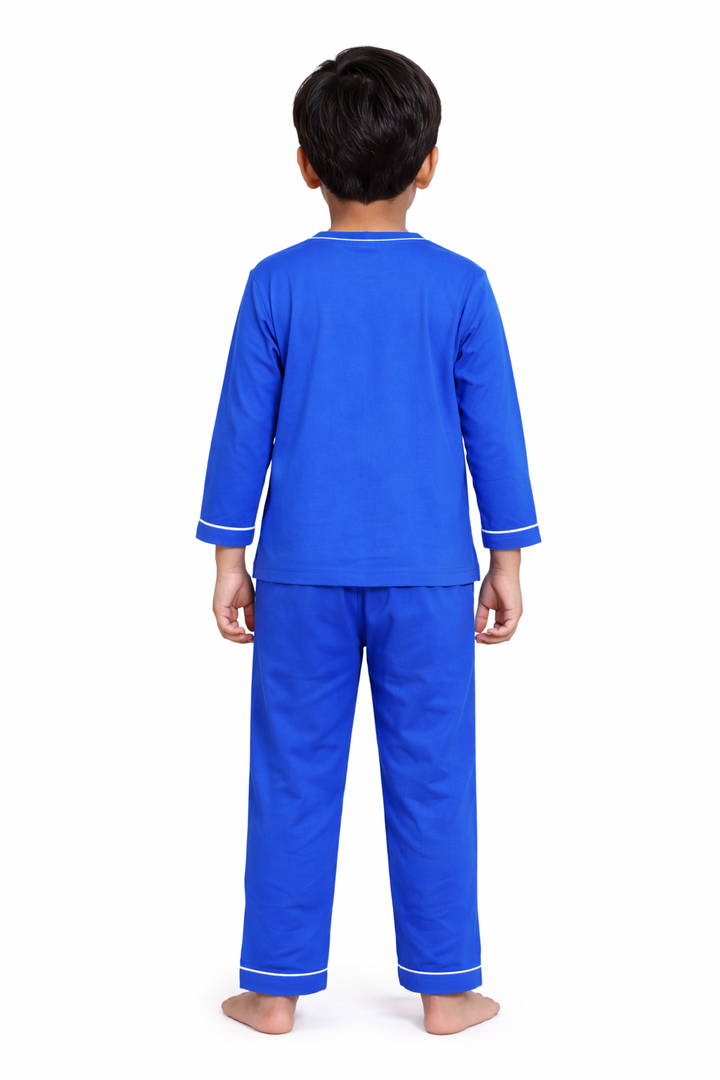 Goalpost Dreams Print Round Neck Long Sleeve Kids Night Suit