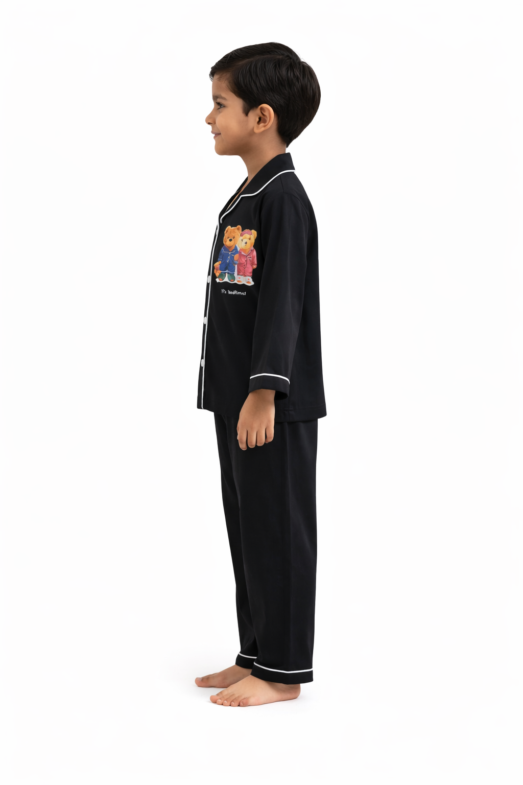 Its Bedtime Teddy Black Long Sleeve Kids Night Suit