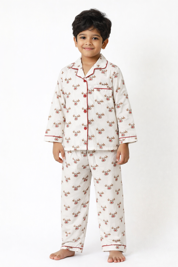 Rudolph Dream Cotton Long Sleeve Kids Night Suit