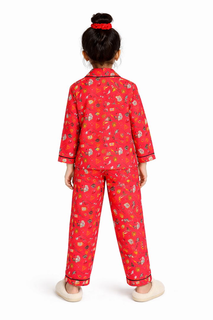Magic Spell Cotton Flannel Long Sleeve Kids Night Suit