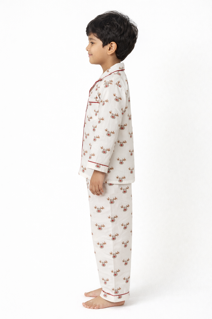 Rudolph Dream Cotton Long Sleeve Kids Night Suit