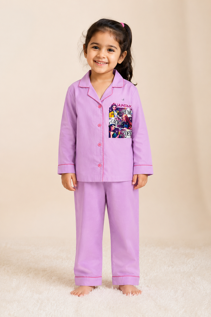 Demon Diva Print Long Sleeve Kids Night Suit