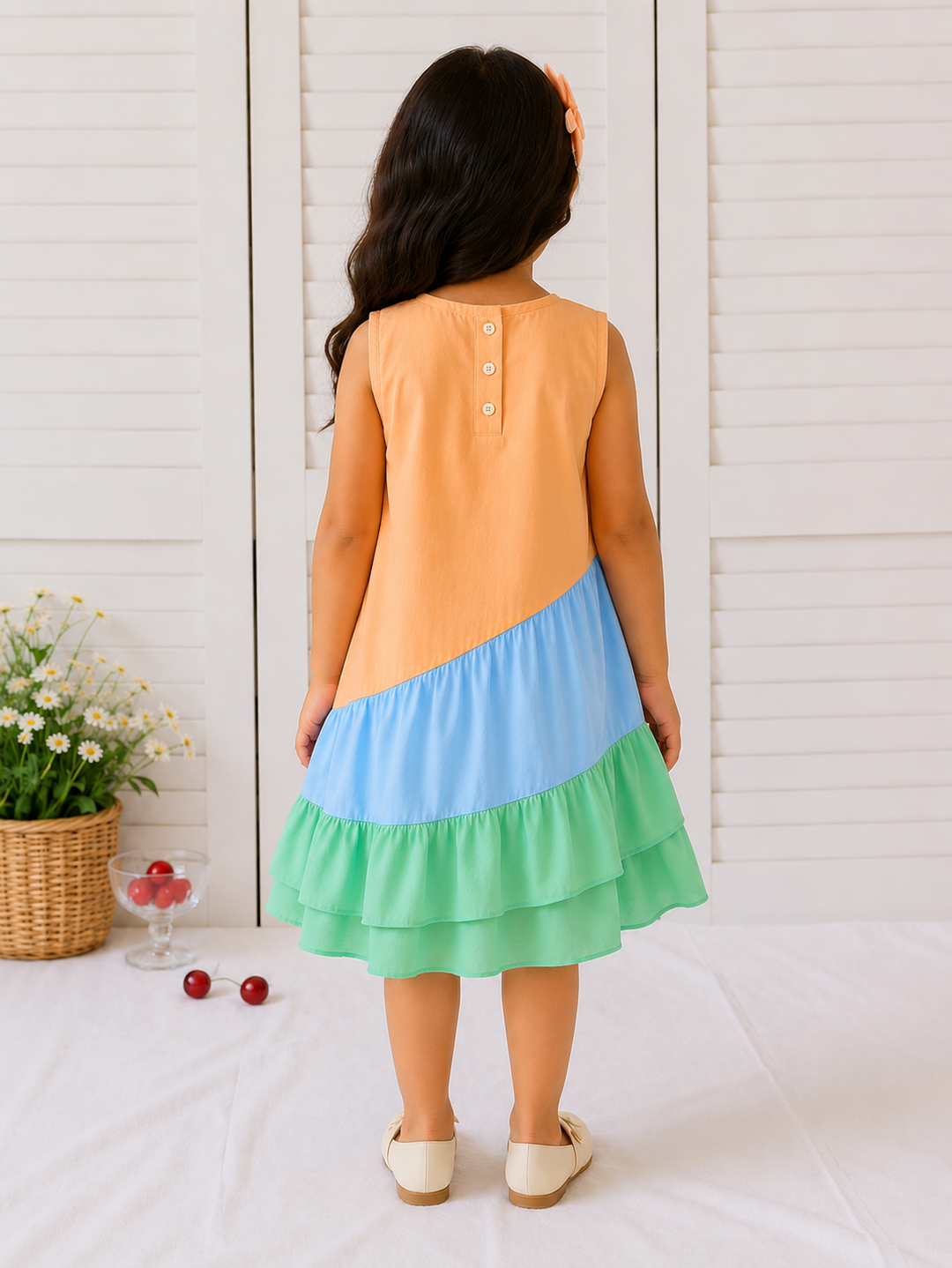 Pastel Rainbow Layered Ruffle Dress