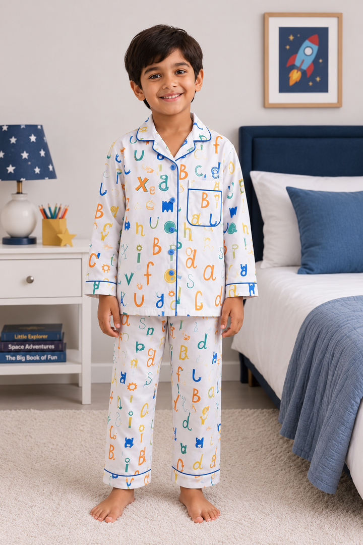 The Little Alphabet Club Print  Long Sleeve Night Suit