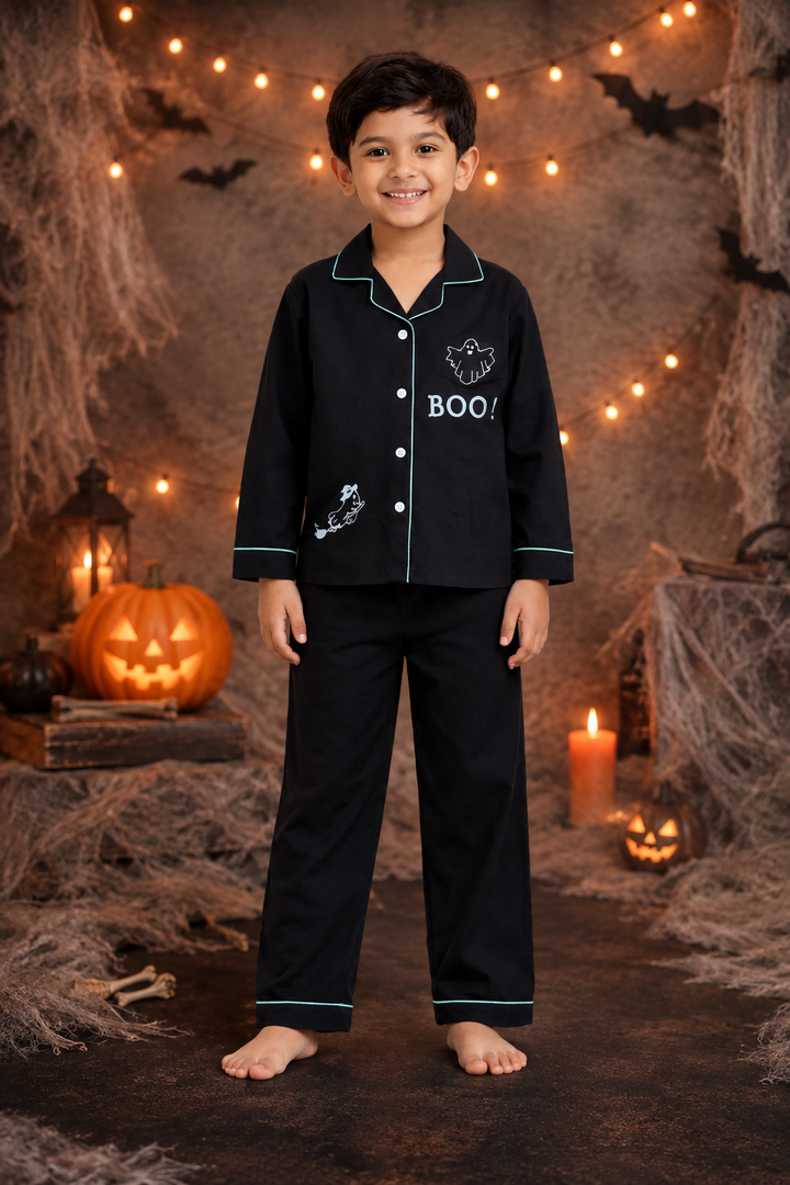 Boo Glow in the Dark  Print Long Sleeve Kids Night Suit