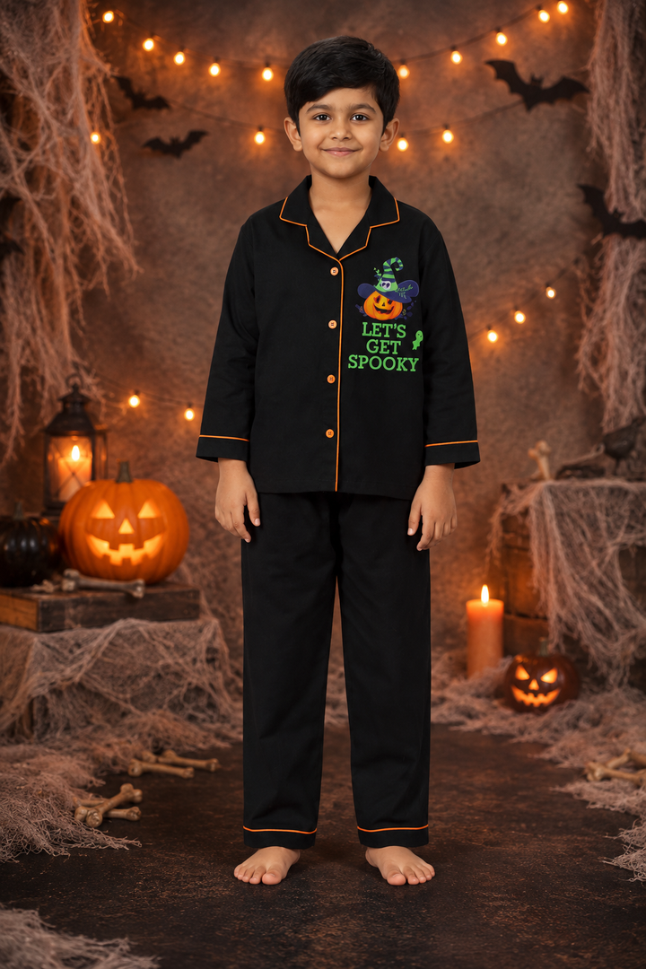 Spooky Glow in the Dark Print Long Sleeve Kids Night Suit