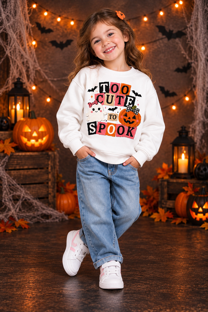 Too Cute To Spook Kids Printed Sweatshirt