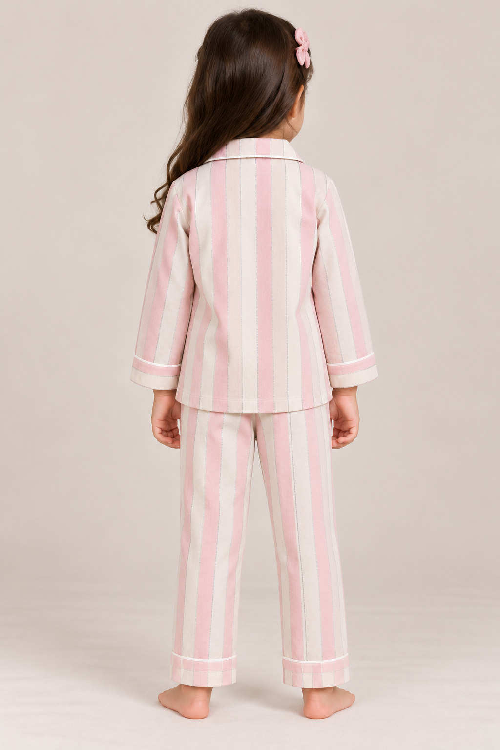 Sweet Dreams Pink Stripe Cotton Flannel Long Sleeve Kids Night Suit