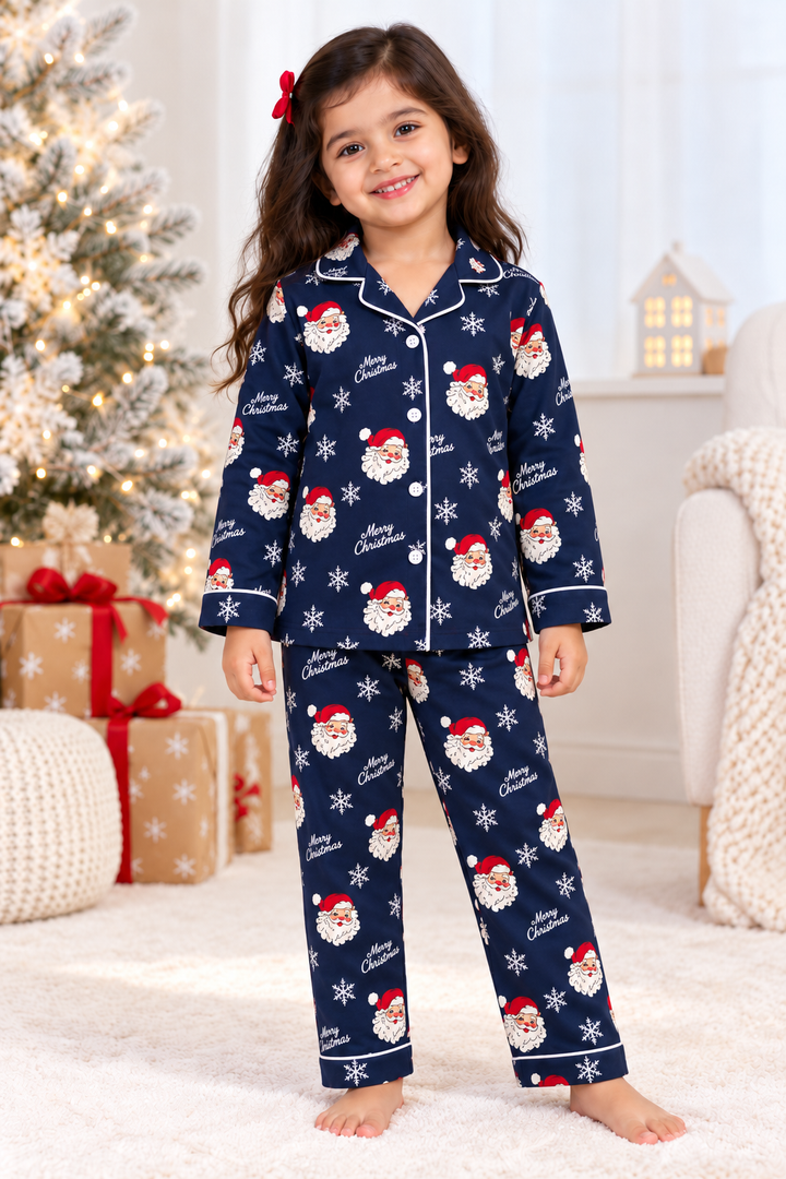 Jolly Santa Dreams Cotton Flannel Long Sleeve Kids Night Suit