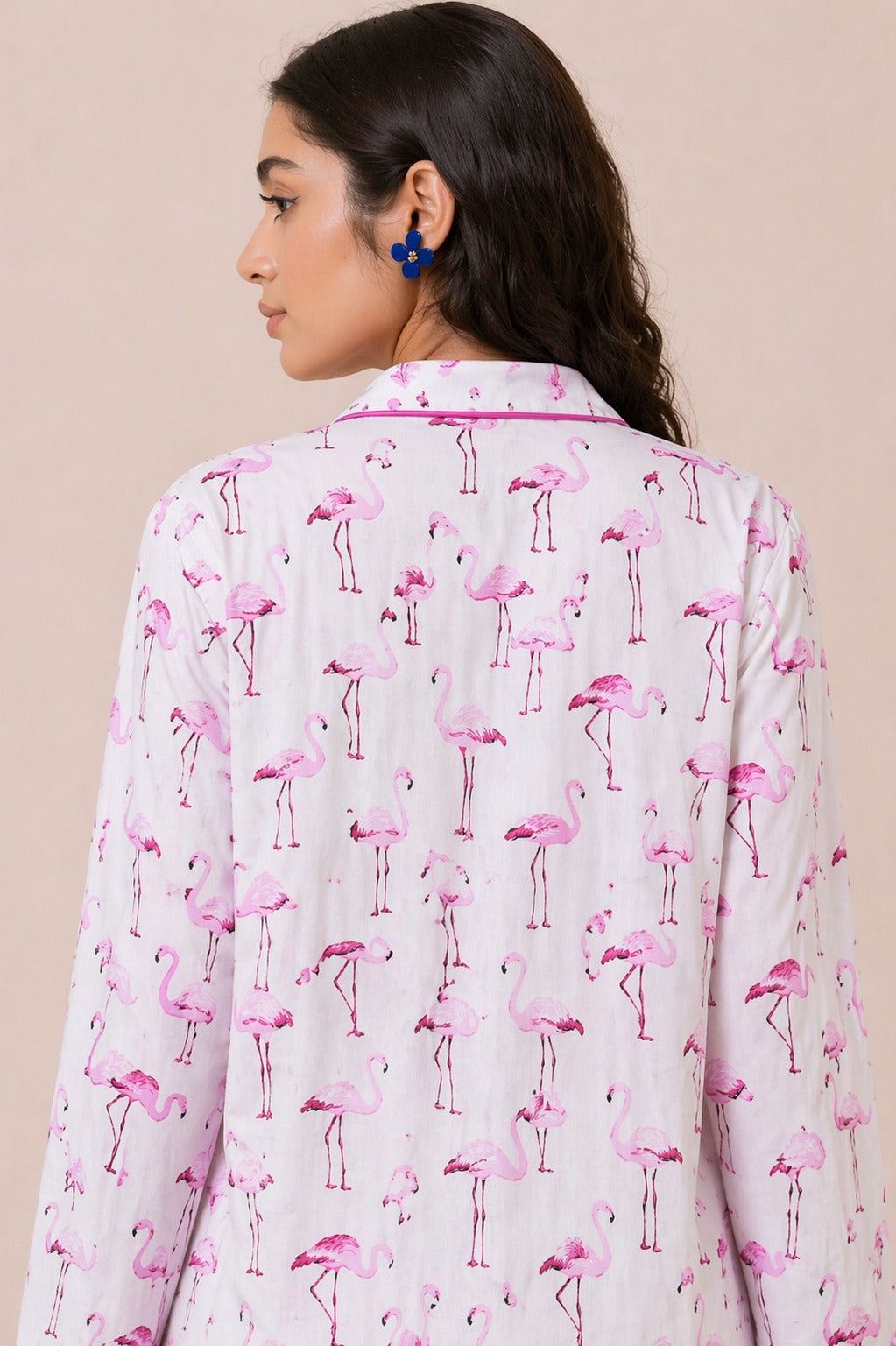 Rosy Flamingo Sleepwear Print Long Sleeve Women's Night Suit