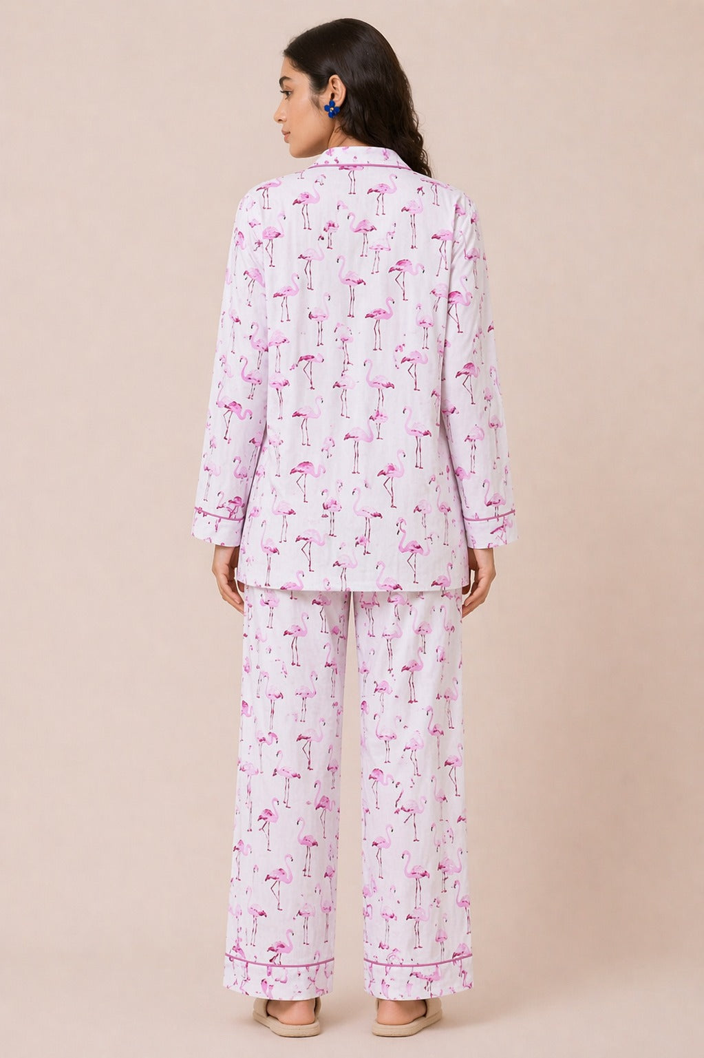 Rosy Flamingo Sleepwear Print Long Sleeve Women's Night Suit
