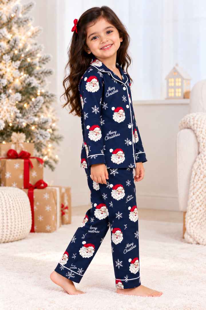 Jolly Santa Dreams Cotton Flannel Long Sleeve Kids Night Suit